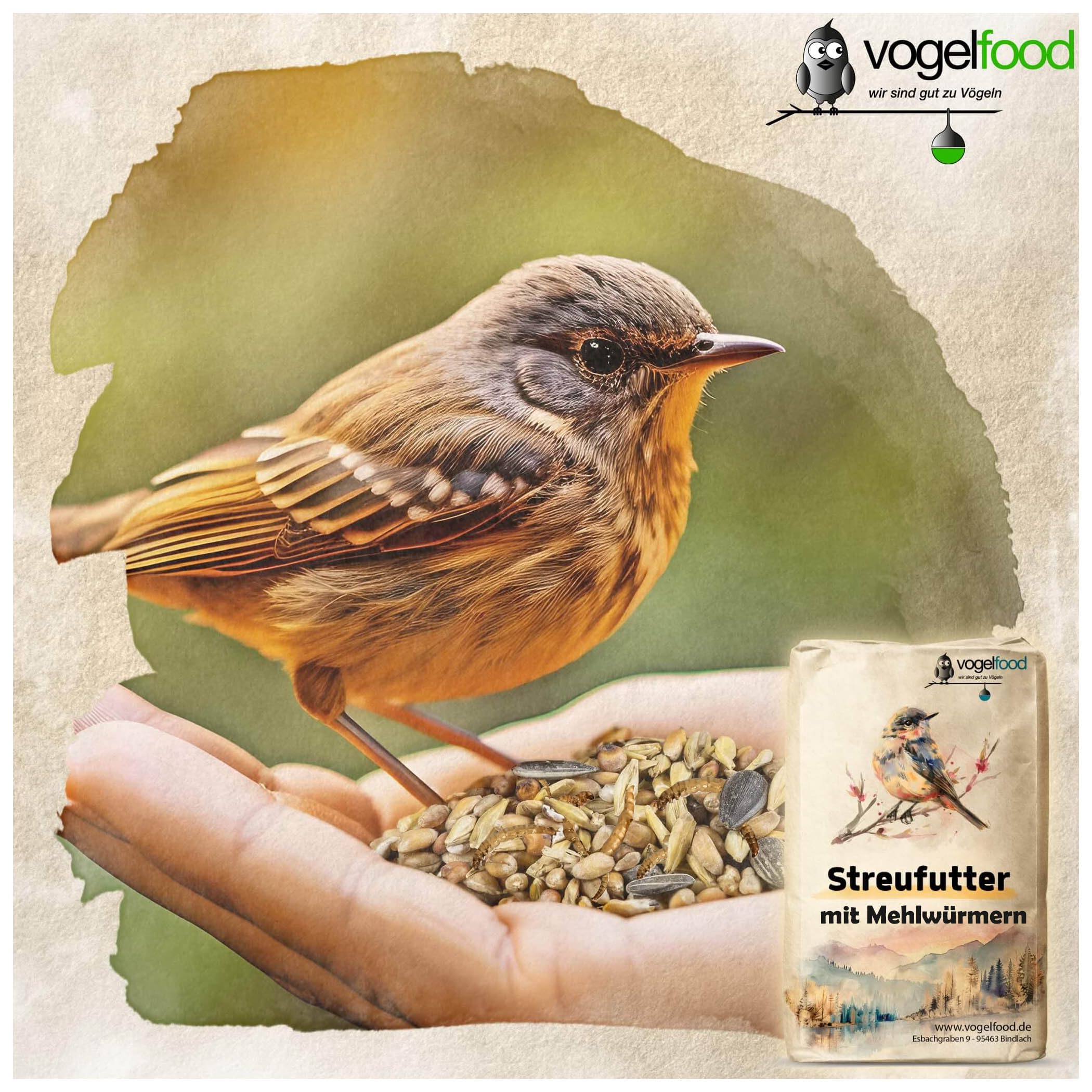 25 kg Streufutter mit Mehlwürmern für Wildvögel erstklassige Zusammensetzung
