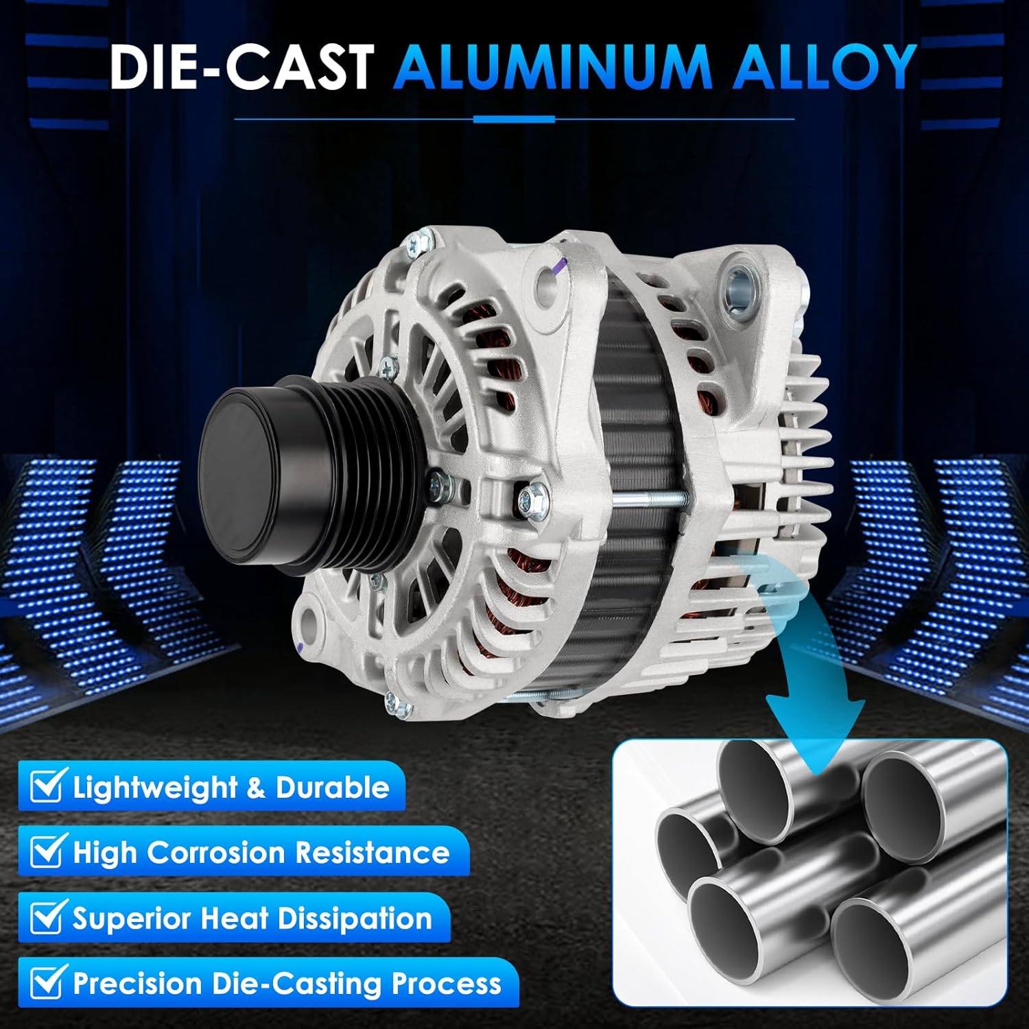 11231 Car Alternators Fit for Chrysler 200, Cirrus, Sebring, for Dodge Avenger, Caliber, for Jeep Compass, Patriot L4 2.0L 2.4L Automotive Replacement Alternators 11231N, 4801323AB, 4801323AC