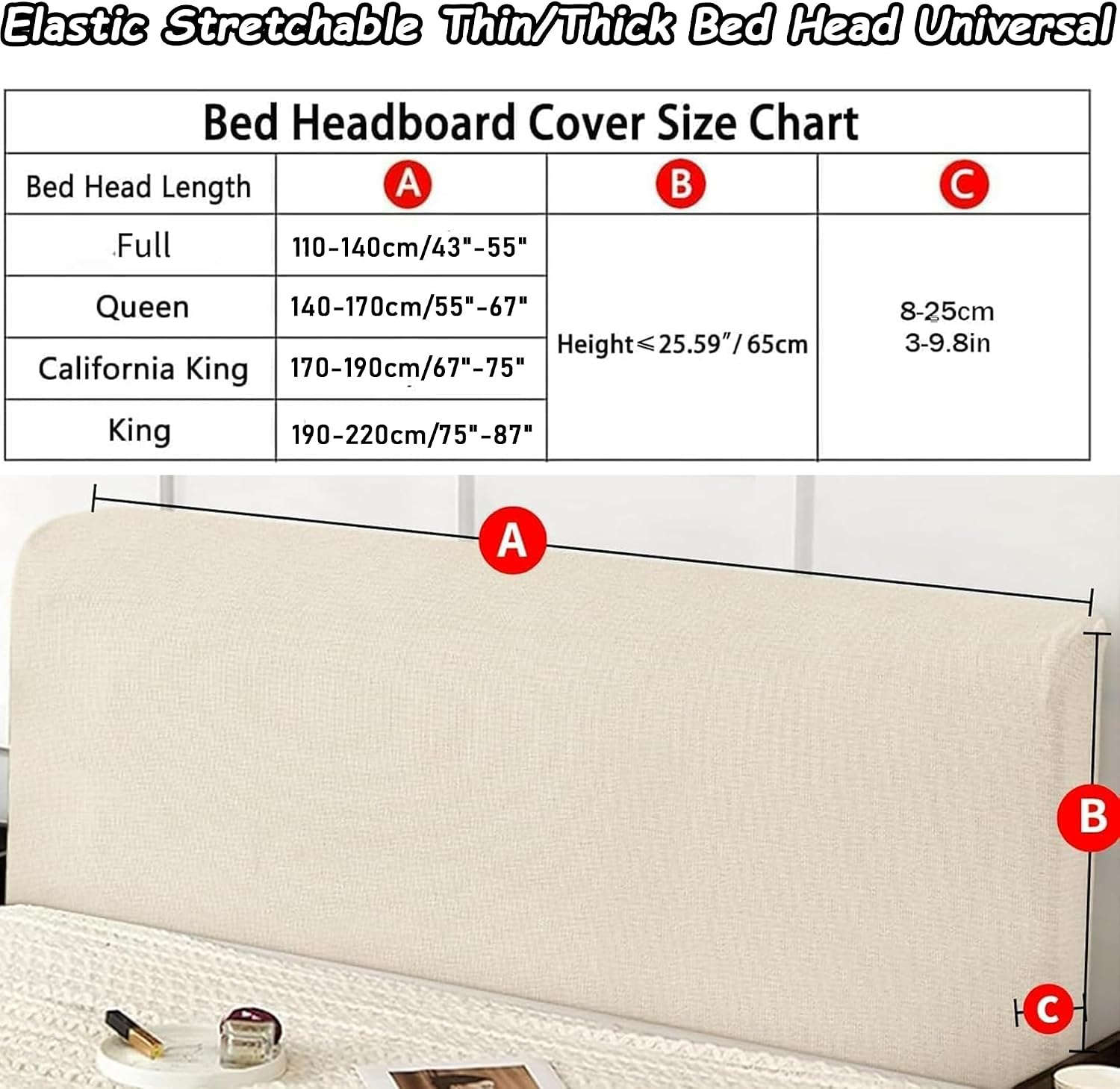 Stretch Headboard Covers for Full Queen King Size, Thickened Bed Head Cover Anti Slip Headboard Dustproof Protector Cover for Bedroom Decor All-Around Headboard Protection (B,King: 75"-87")