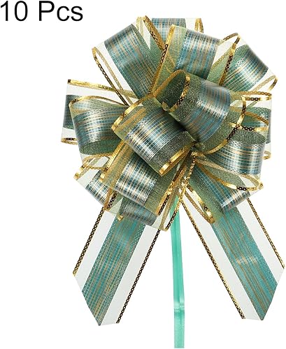 Miniatura 3 de MECCANIXITY 10 lazos grandes de 7 pulgadas para envolver regalos, cinta de organza verde para cestas de boda, regalos de fiesta de Navidad