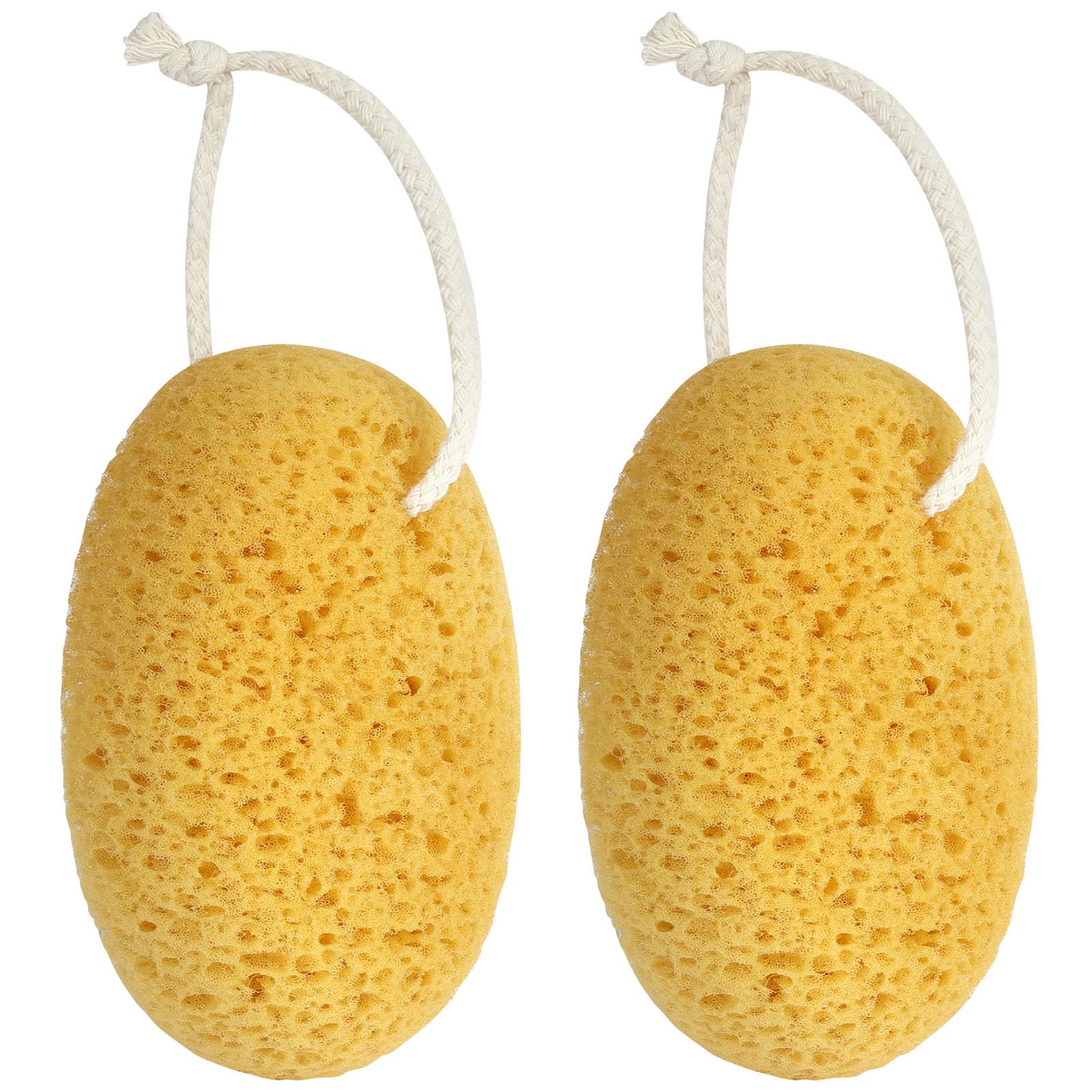 Spugne da Bagno, 2 Pezzi Spugna Marina Naturale, Spugna Exfoliante per il Corpo, Comodo e Morbido, Ricco di Schiuma, Pulizia Profonda e Delicata, Adatto per la Doccia e la Pulizia Della Schiena