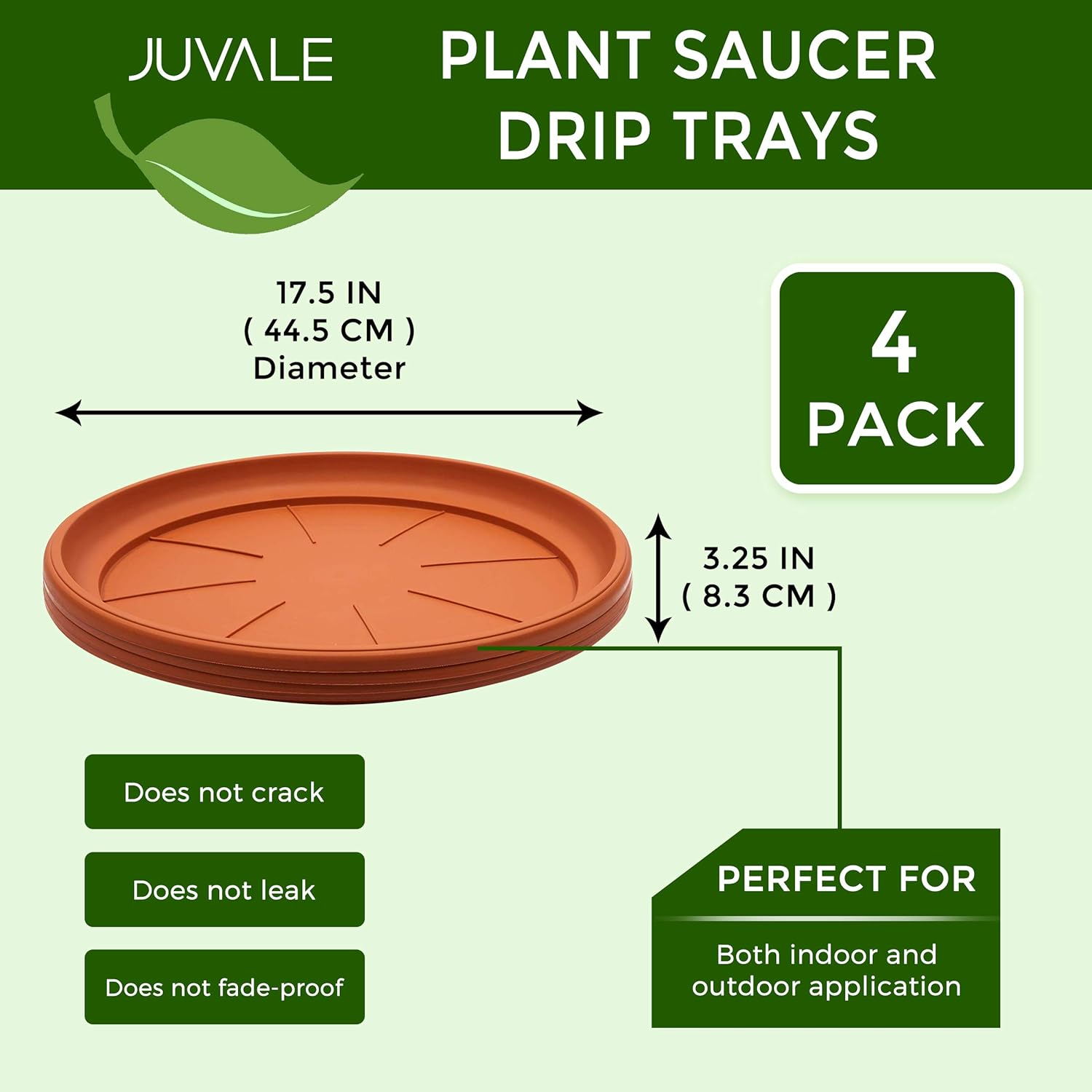 Juvale Round Plant Saucer Drip Trays (17.5 in, 4-Pack) : Garden & Outdoor