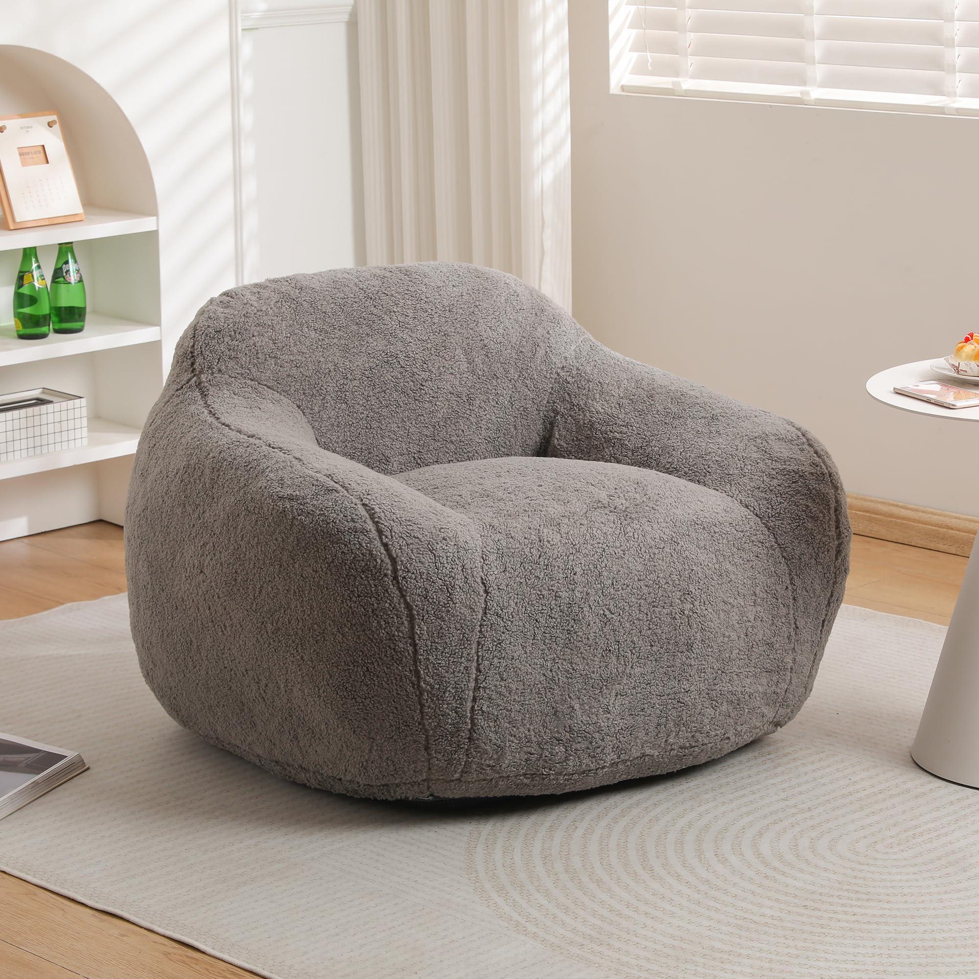 39 Single Armchair Sofa - Comfy Memory Foam Soft Faux Fur Modern Minimalist Design with Ergonomic Armrest for