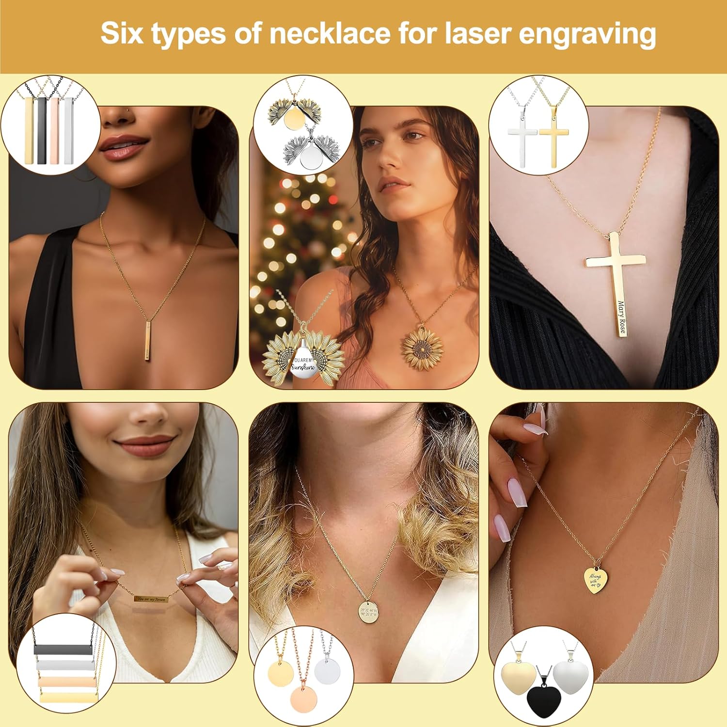 Vercleuim 161 Pcs Laser Engraving Materials kit, 20 types Jewelry Making Engraving Accessories Kit with Necklace, Bracelet, Ring, Keychain,Mental business card for Laser Engraver DIY Crafting Supplies - Image 3