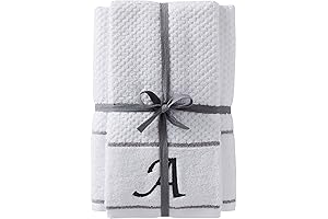SKL Home by Saturday Knight Ltd. Monogram "A" Bath and Hand Towel Set, White, 4-Pack