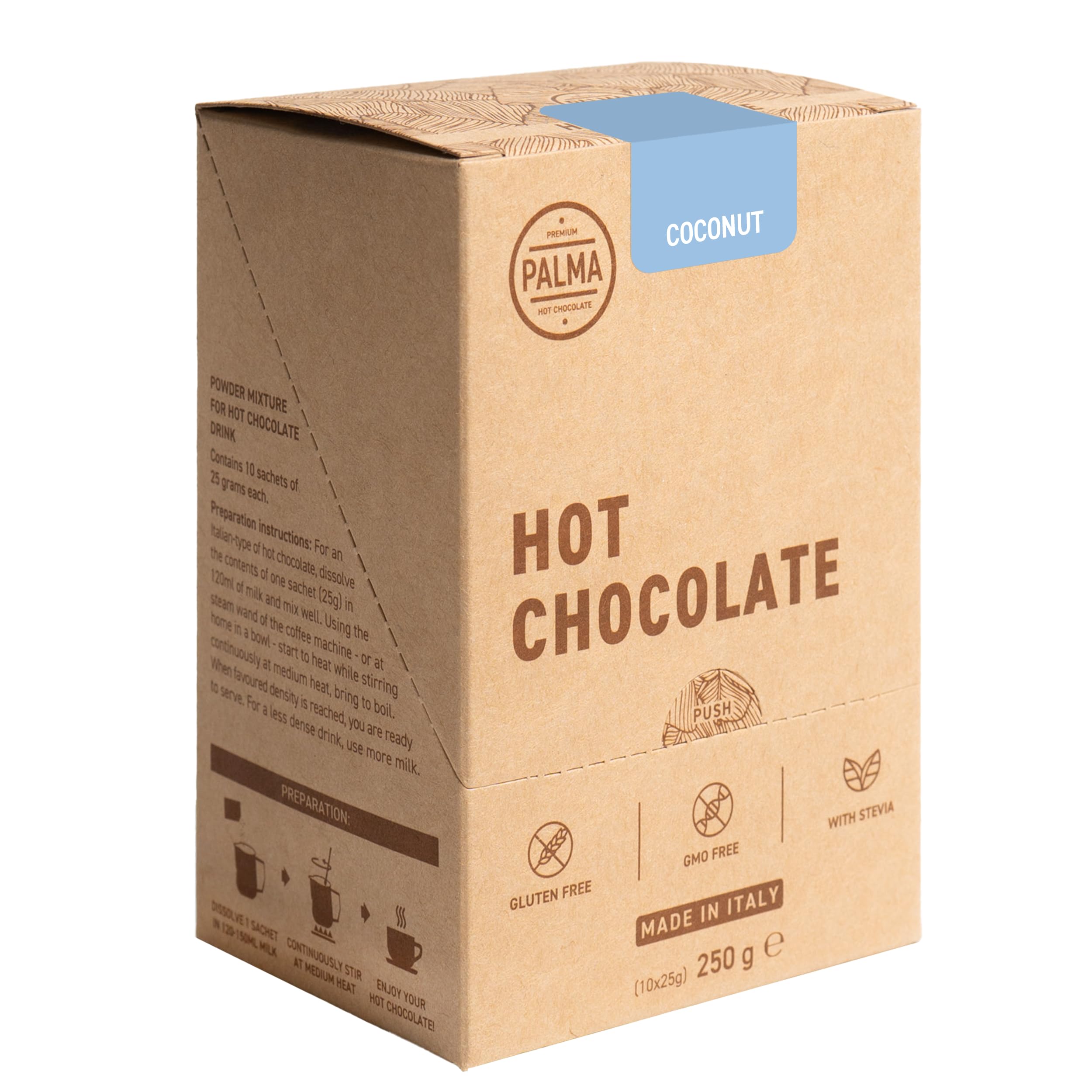 PALMA Italian Hot Chocolate Sachets - Coconut | 250g (10 Servings)
