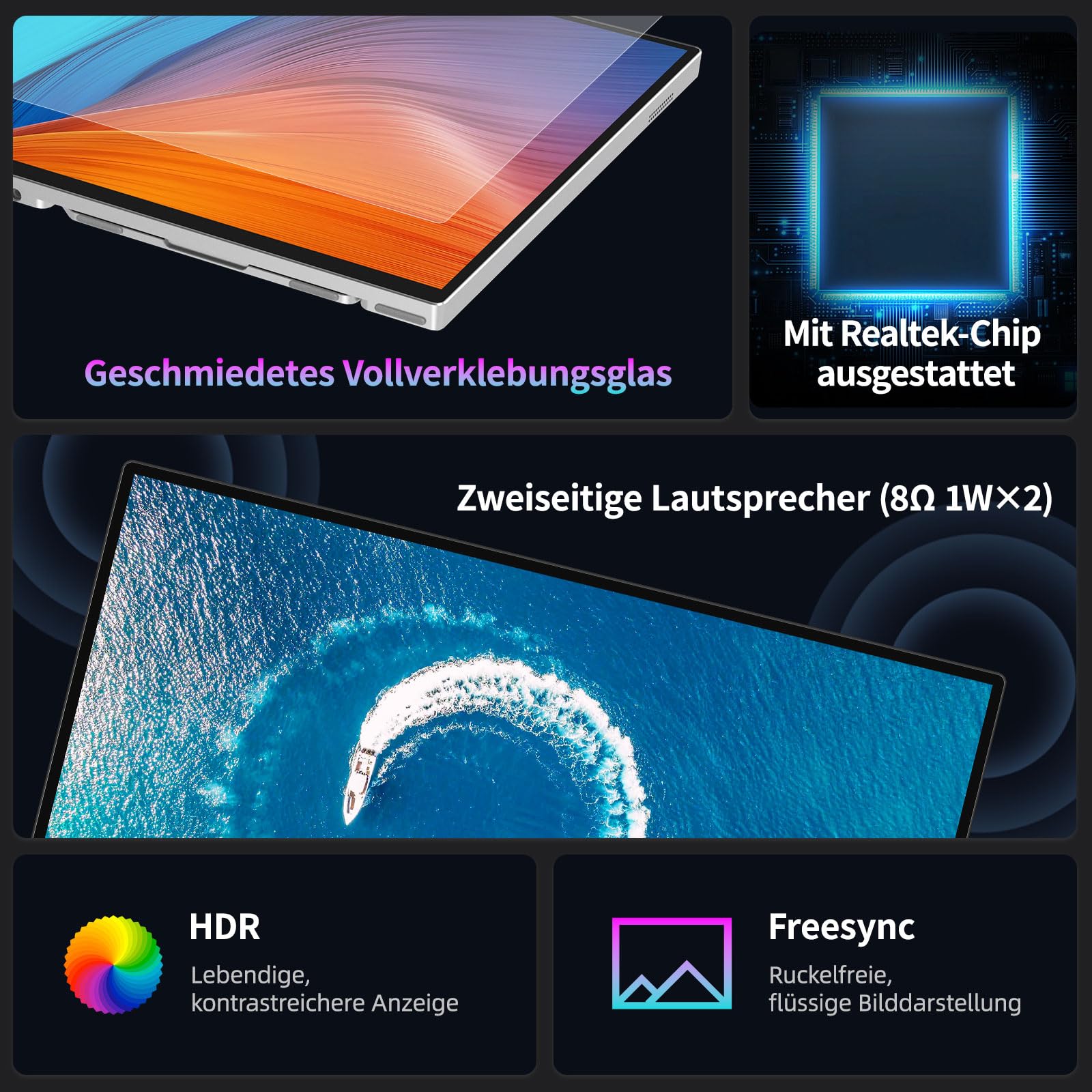 Intehill Portable Monitor Touchscreen 16 Zoll 2,5K 120Hz Gaming, Tragbarer Monitor Touchscreen, USB-C Monitor mit 10-Punkt Multi-Touch, 400Nits, 100% sRGB, Glänzend, VESA, Alu-Gehäuse