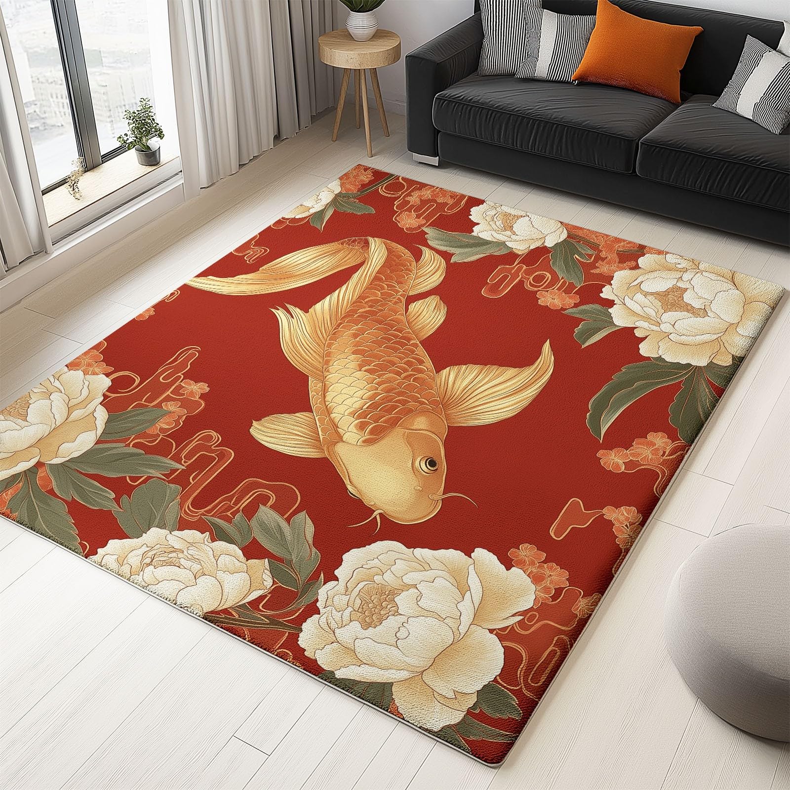 Tapis de salon lavable 80x150 cm tapis rouge antidérapant poil ras cuisine entrée
