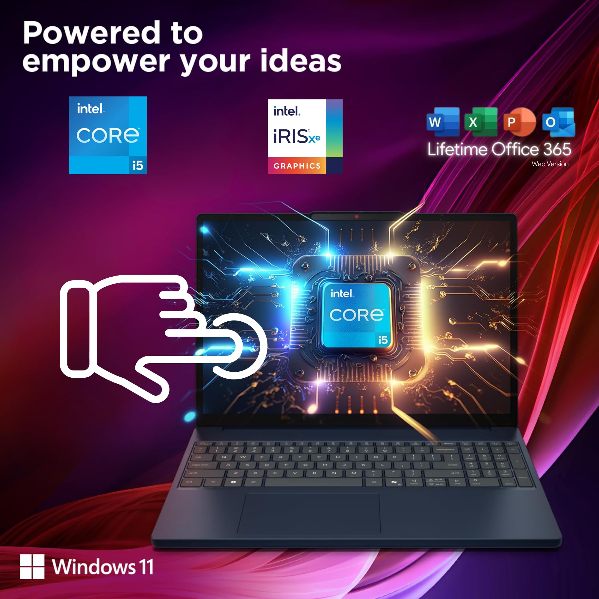 Lenovo IdeaPad Business Laptop with Lifetime Office 365 for The Web - 15.6" FHD Touchscreen Display - Intel 13th 10-Core i5 (Outperforms i7-1255U) - 16GB RAM - 1TB SSD - Windows 11 w/o Mouse