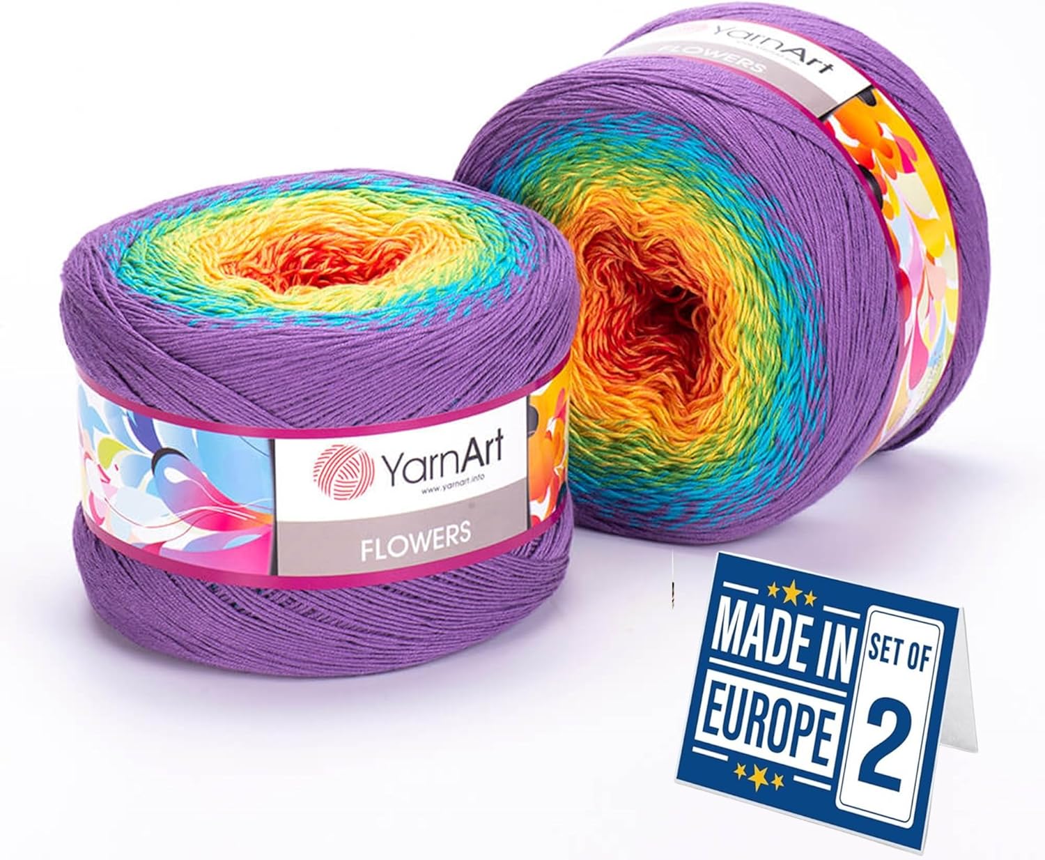 Amazon.com: 2 Skein Yarn Art Flowers Yarn 55% Cotton 45% Acrylic 250gr ...