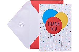 American Greetings Thank You Cards with Envelopes, Multi Color Balloons