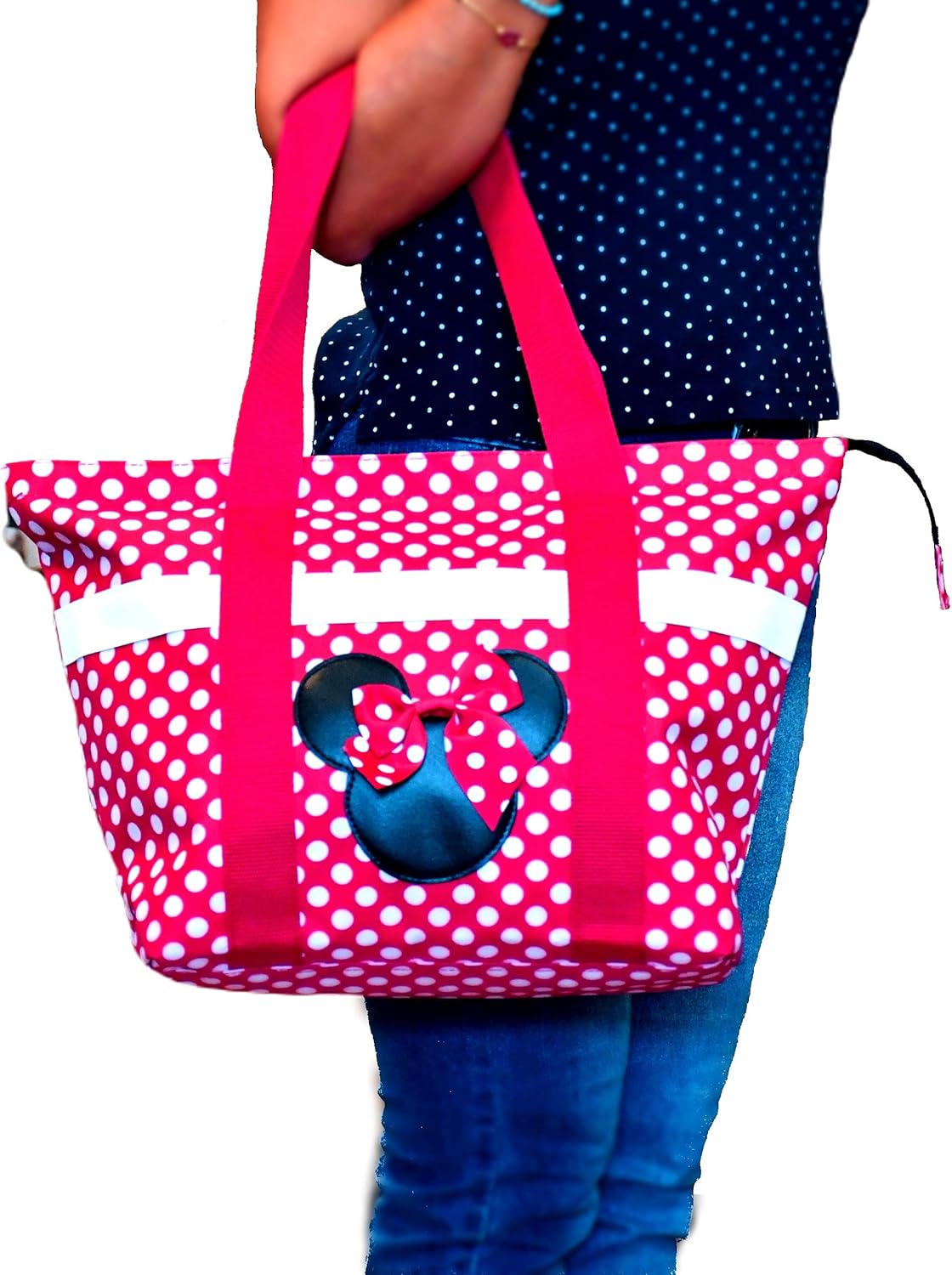 Disney Tote Mickey & Minnie Mouse Icon Print Zipper Travel Bag (Red) - Image 2