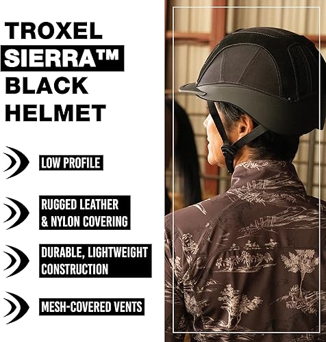 Vista 7 de Troxel Sierra Rugged Horse Riding Helmet, Low-Profile, Self-Adjustable Design, Safety Horseback Riding Gear Marrón