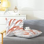 CaliTime Throw Pillow Cases Pack of 2 Cozy Fleece Two-Tone Abstract Feather Decorative Cushion Covers for Couch Bed Sofa Farmhouse Decoration 18 X 18 Inches Navy Gray
