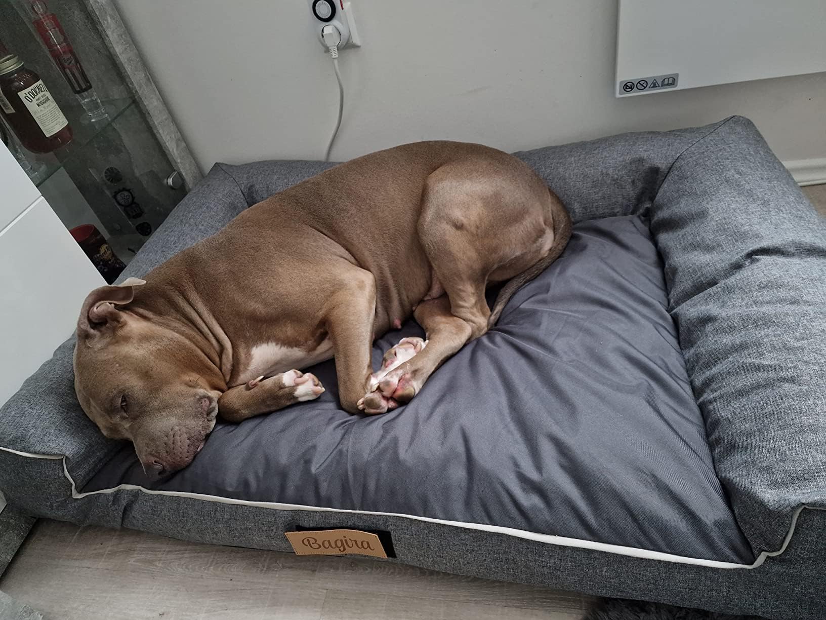Hundebett für Große Hunde Waschbar, Hundekissen Grau Groß, Hundematte Grosse Hunde, 118 x 78 cm, mit Gravieren Namen, Hundesofa XXL Abnehmbarem Bezug