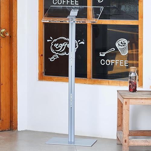 Miniatura 1 de Podio acrílico soporte para hablar Podio 17.7 x 12.5 x 43.6 pulgadas, púlpitos para iglesias, atriles, diseño para conferencias, recitales,