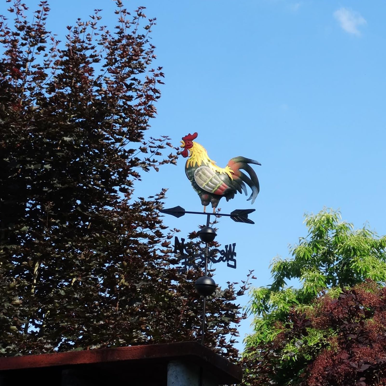 Coq Girouette, Girouette en Fonte, 35×130cm, Wind Direction Indicator pour Jardin Extérieur