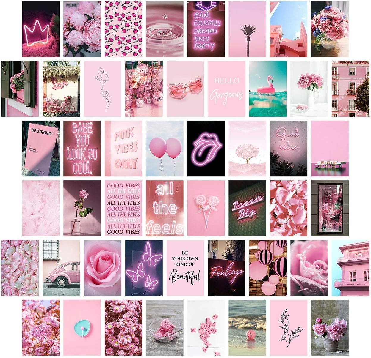 Pink Wall Collage Kit Aesthetic Pictures, Bedroom Decor for Teen Girls, Wall Collage Kit, Collage Kit for Wall Aesthetic, VSCO Girls Bedroom Decor, Aesthetic Posters, Wall Collage, Collage Kit