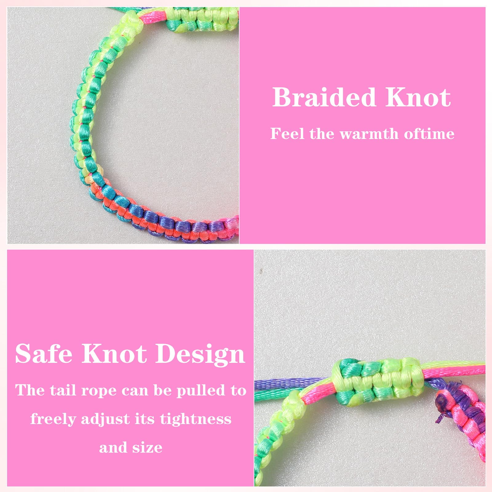 20 pulseras coloridas de la amistad, ajustables, para niños, pulseras tejidas, pulseras de la amistad para hombre y mujer