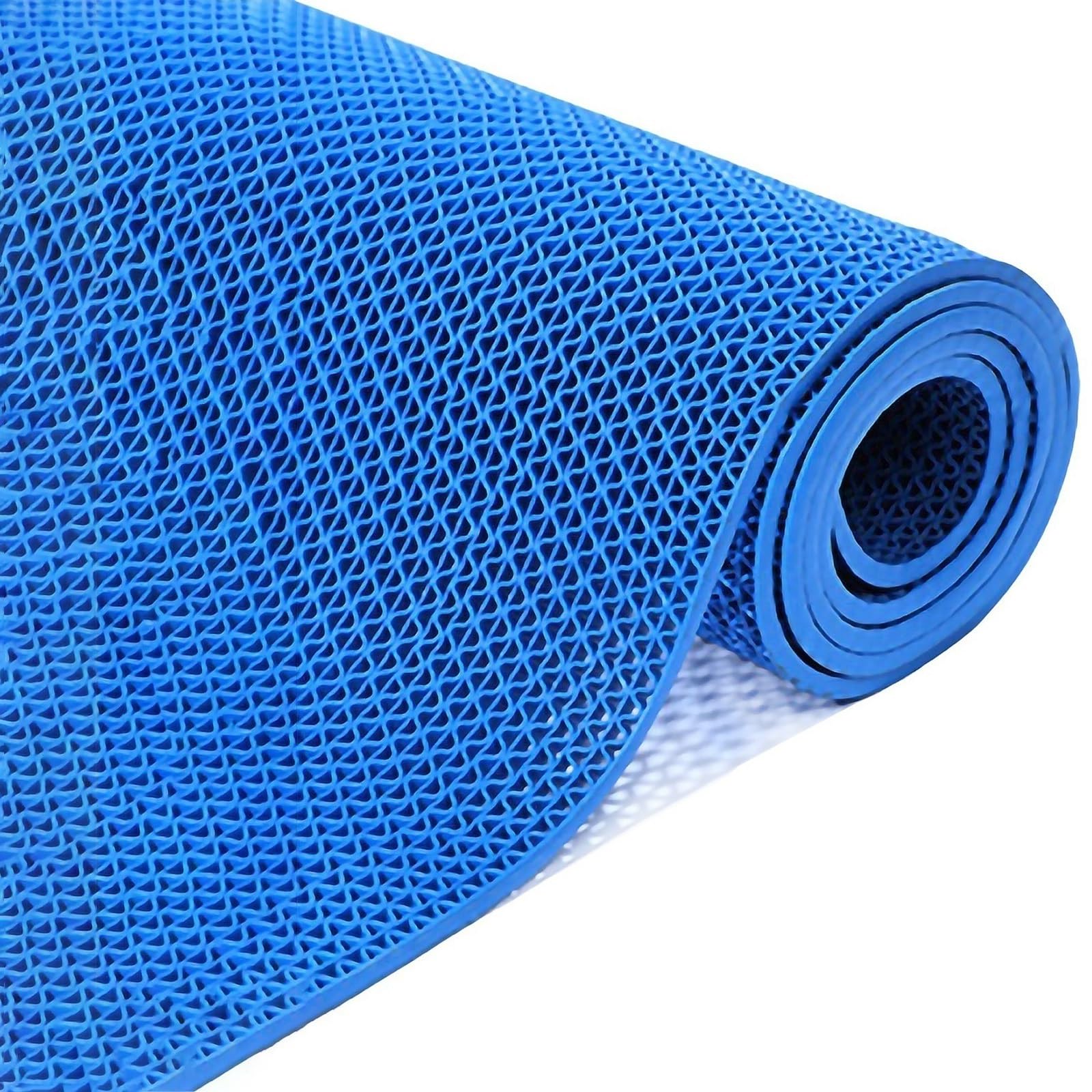 Alfombrilla antideslizante con drenaje azul de PVC para baño, ducha y piscinas