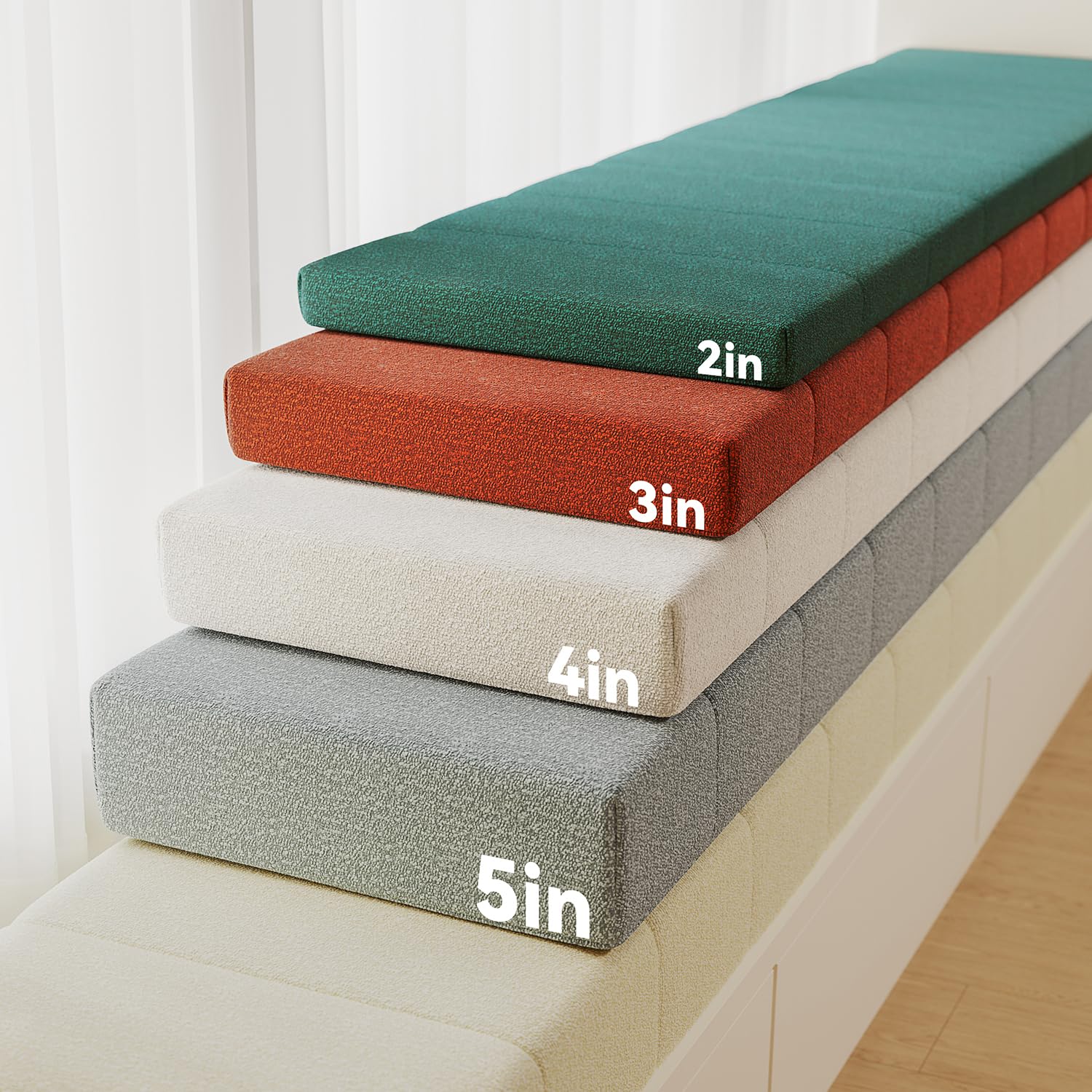 ROFIELTY Window Seat Cushions Indoor, Anti-Cat Scratch Custom Bench Cushion, High Resilience Non Slip Bay Window Cushion, Bench Cushions for Indoor FurnitureCarbonfree CertifiedClimeCo Certified