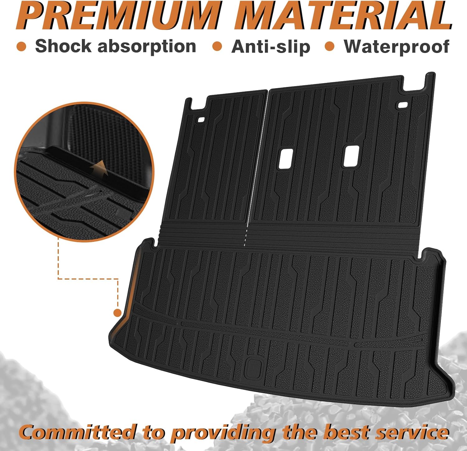 TripleAliners Trunk Mat with Backrest Mat Compatible with Toyota Grand Highlander 2024 2025 2026 All Weather TPE Liners 2 in 1 Accessories Custom Fit TPE Heavy-Duty Covers (Won't Fit Highlander)