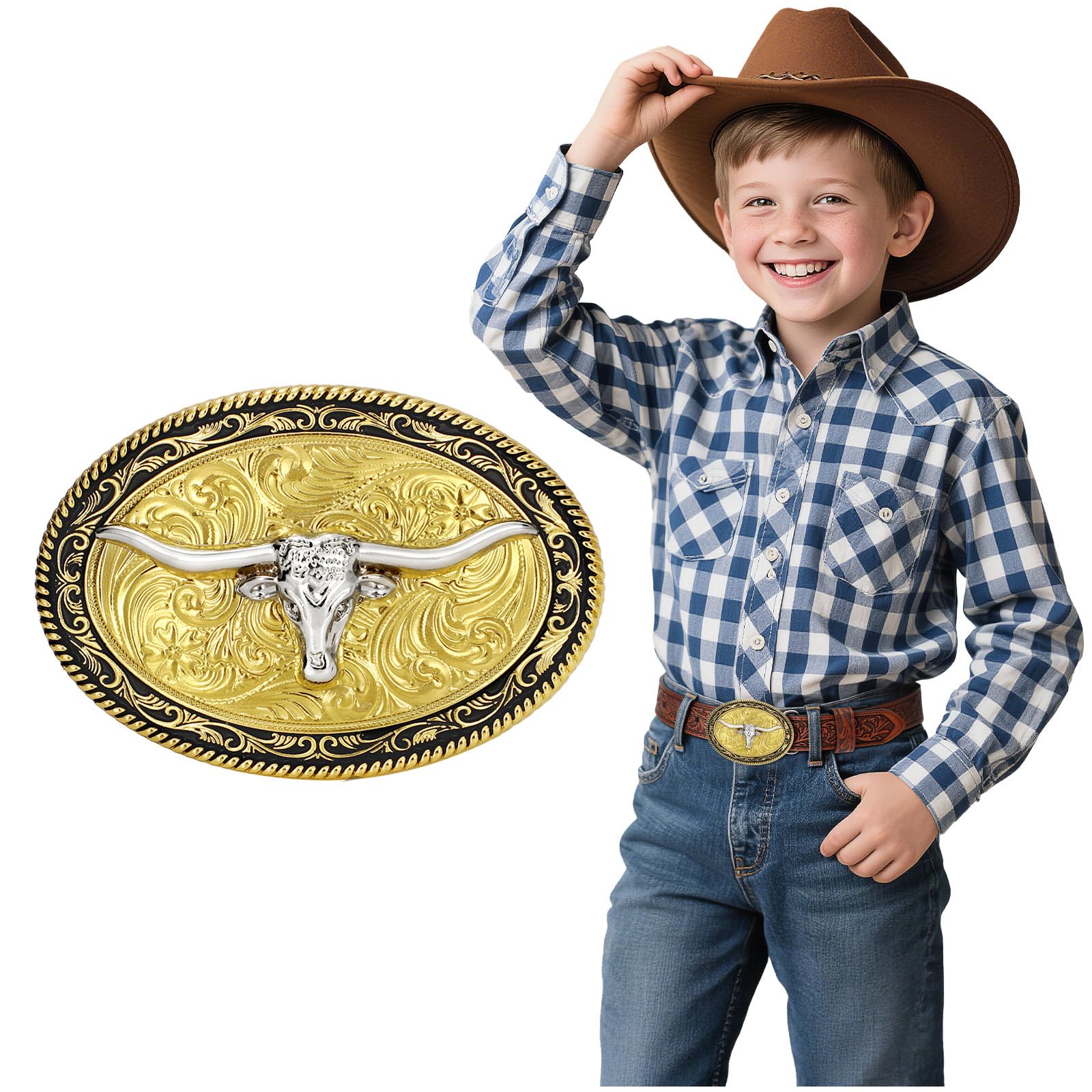 BELTROAD Kids Western Belt Buckles for Boys Girls Texas Rodeo Cowboy Buckle