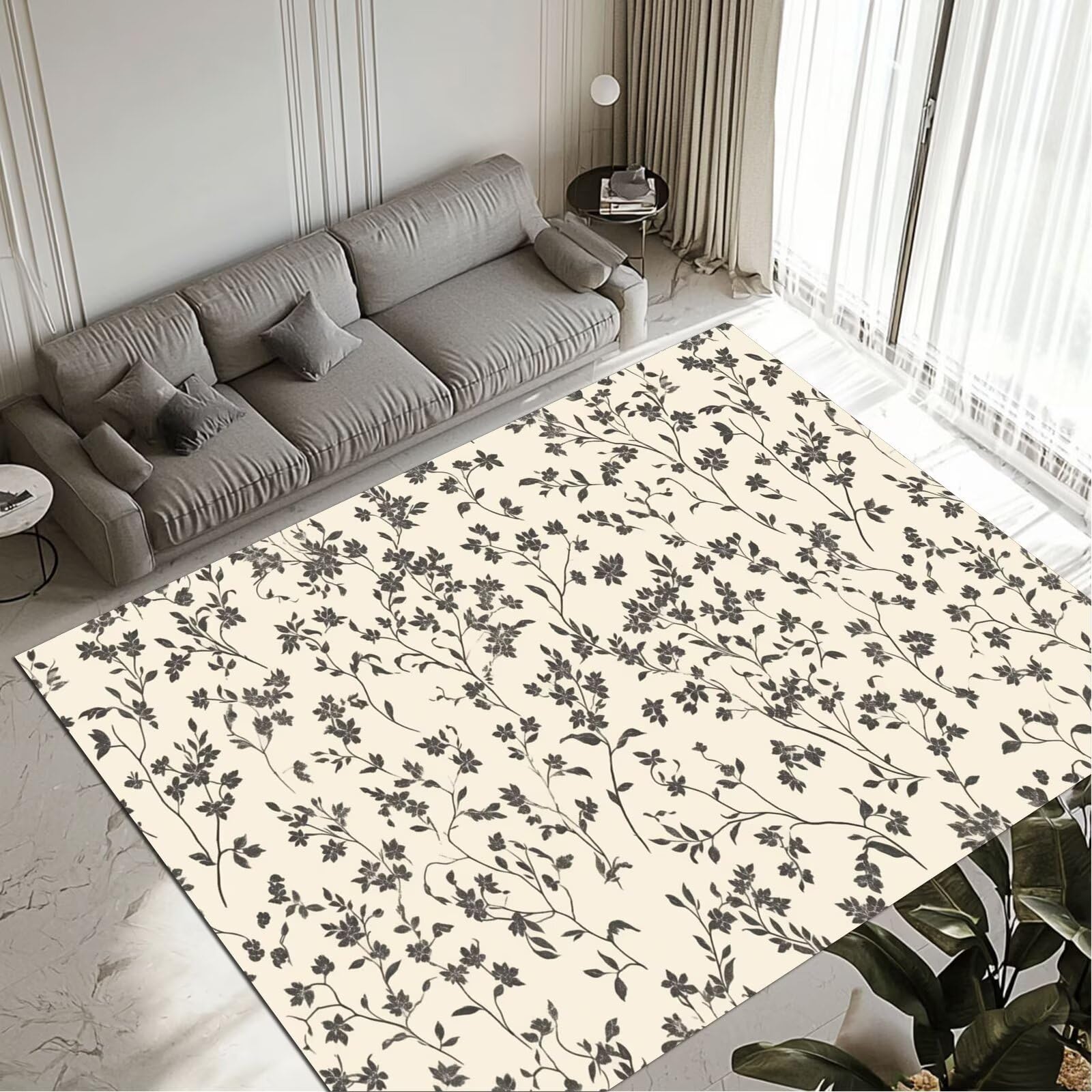 Tapis lavable 160x230cm imperméable et antidérapant pour grand salon