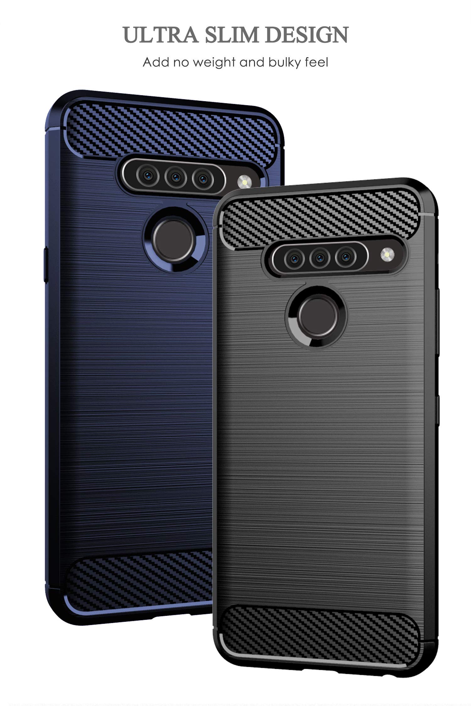 Funda Negra Para LG G8S ThinQ: Carcasa De Fibra De Carbono Flexible Y Antideslizante