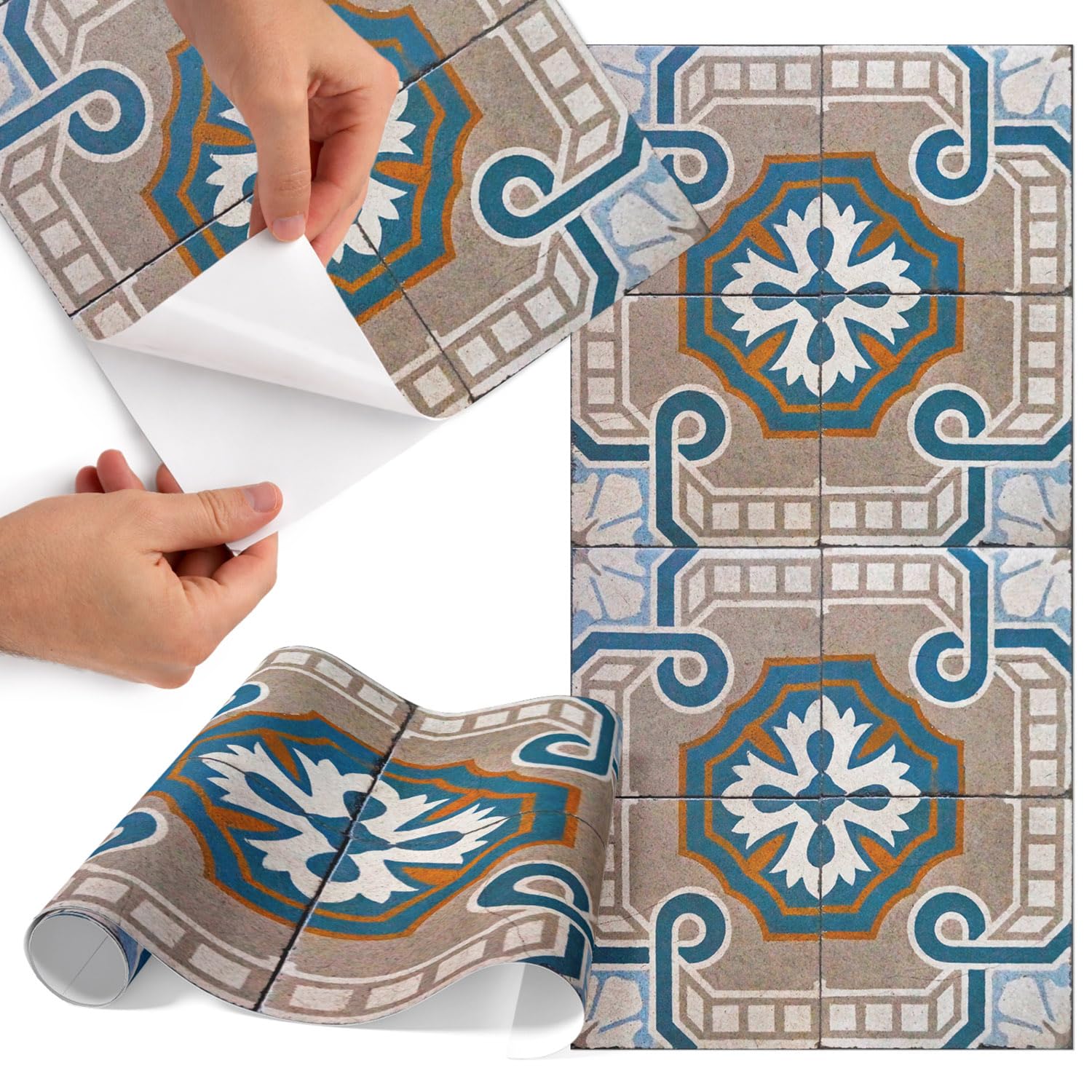 Papel pintado para muebles lavable de azulejos antiguos para puertas de armarios mate