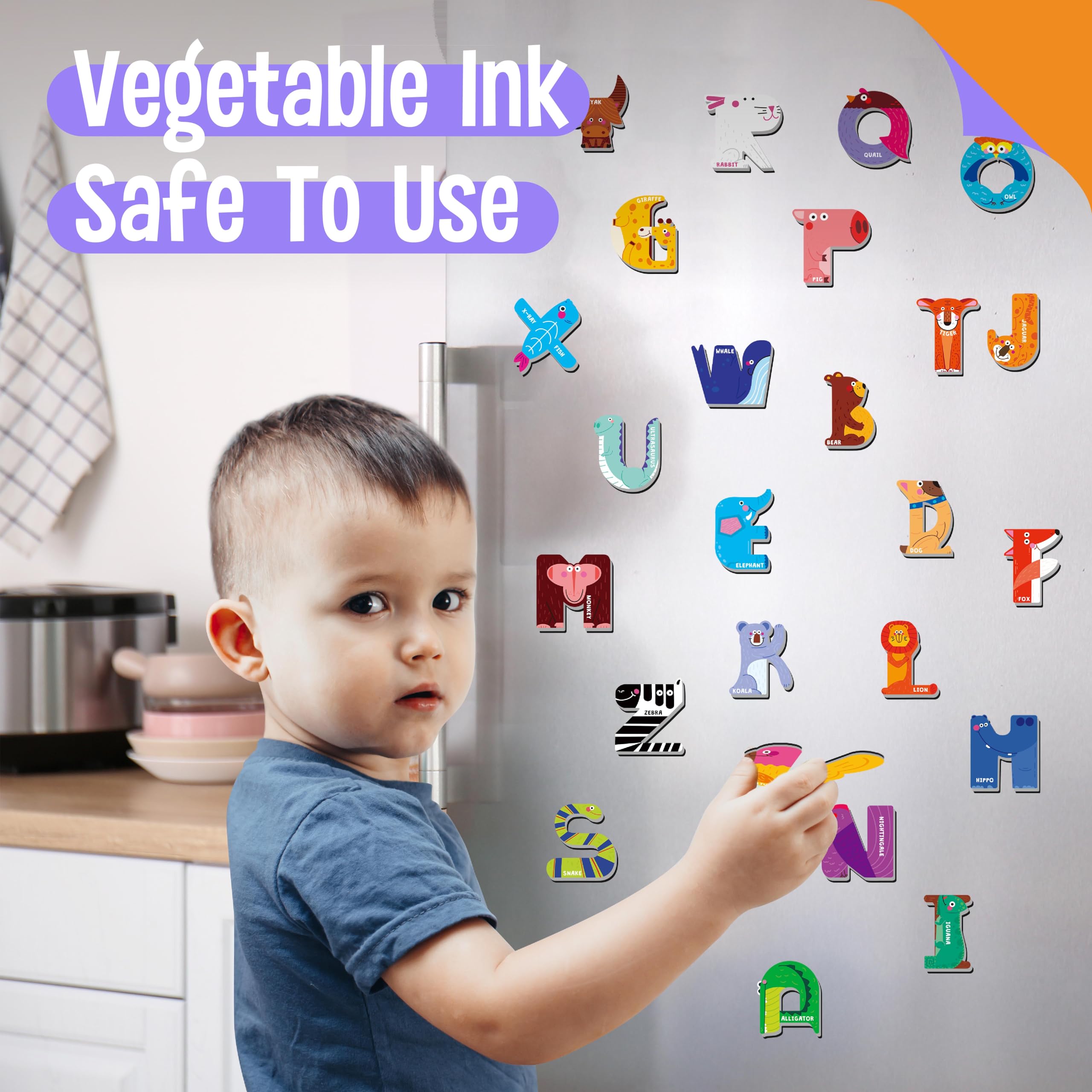 Magnetic Letter Board 26-Piece Food-Grade Silicone ABC Magnets ...