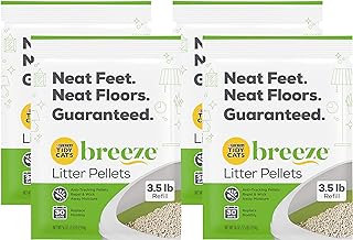 Purina Tidy Cats Breeze Pellets, 3.5 lbs (Pack of 4), Unscented, Recycled Paper, Low-tracking, 99.9% Dust-free, Multi-cat