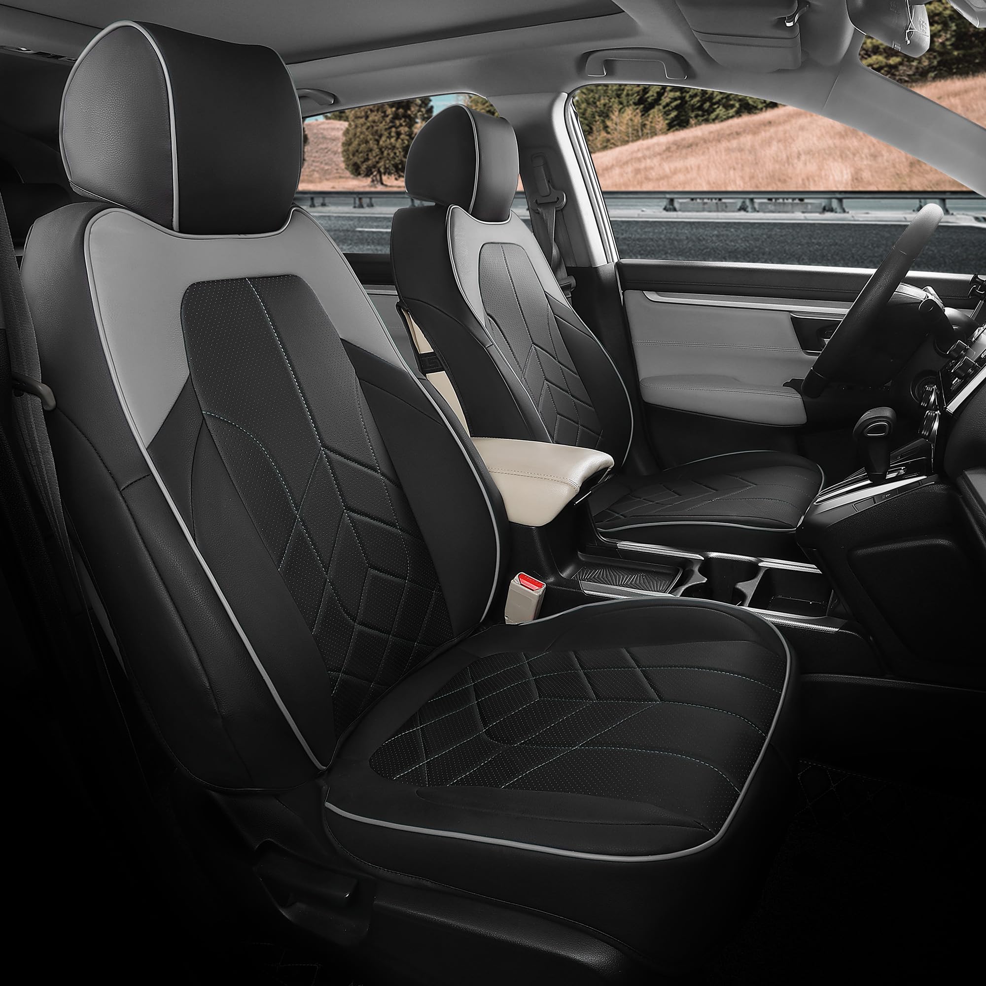 FEINEPRO for Honda CRV Seat Covers Custom Fit 2017-2022 EXL EX LX Sport,Touring,Hybrid - Luxury Waterproof Leather Car Seat Covers Full Set -