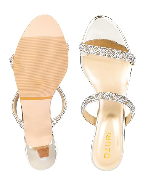 OZURI Women's Diamond Embellished Stiletto Heel Sandals