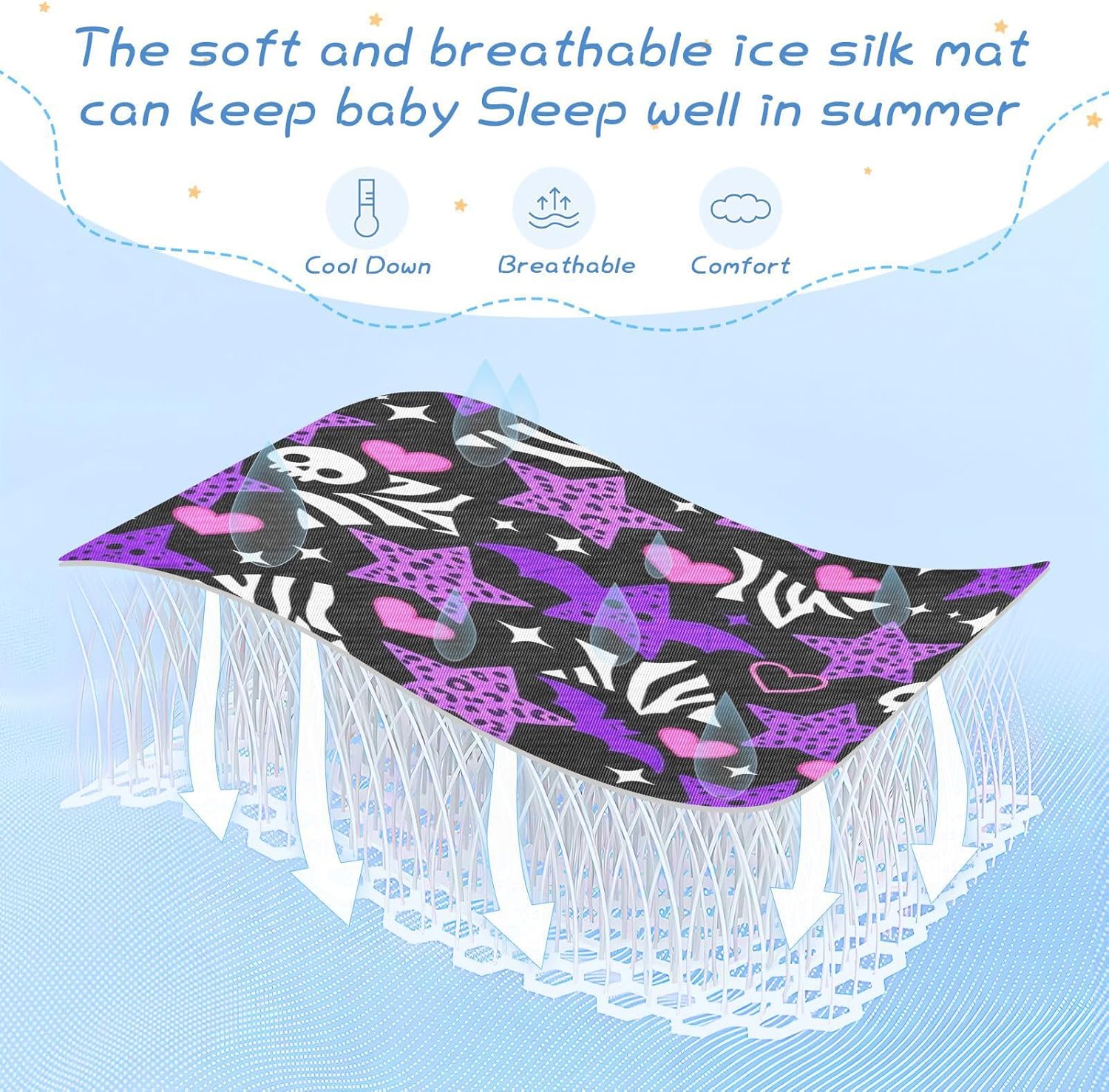 Cooling Baby Mattress pad Waterproof 28" x 52" Washable Star Skull Leopard Purple Y2k Mattress Protector pad for Baby&Toddler