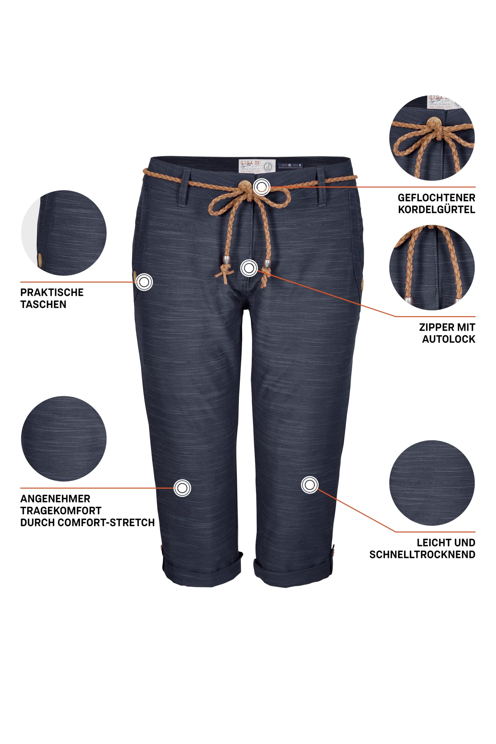 G.I.G.A. DX Damen Caprihose/Shorts mit Gürtel Gs 93 Wmn Pnts