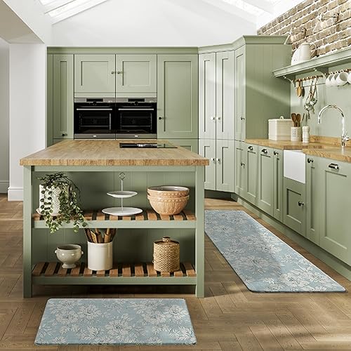 Miniatura 8 de Laura Ashley - Tapete de cocina antifatiga, diseño floral iris, resistente a las manchas, al agua y a la decoloración, alivio de cocina y de pie,