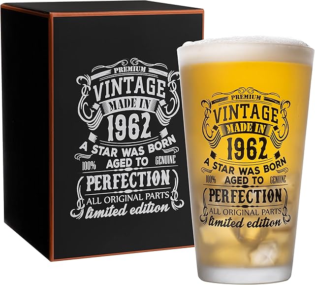 Diversity - 1962 Beer Glass 480ml | 60th Birthday Vintage Beer Pint Glasses | Premium and Durable Personalised Beer Glass for A Crisp Pint | Ideal Dad Gifts
