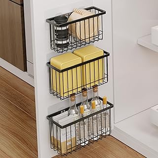 3 Pack Adhesive Cabinet Door Organizer, Lid Organizers Inside Cabinet Food Container/Tumbler Lid Organizer and Storage Cup Lids Holder for Kitchen & Bathroom Wall Mounted(Black)