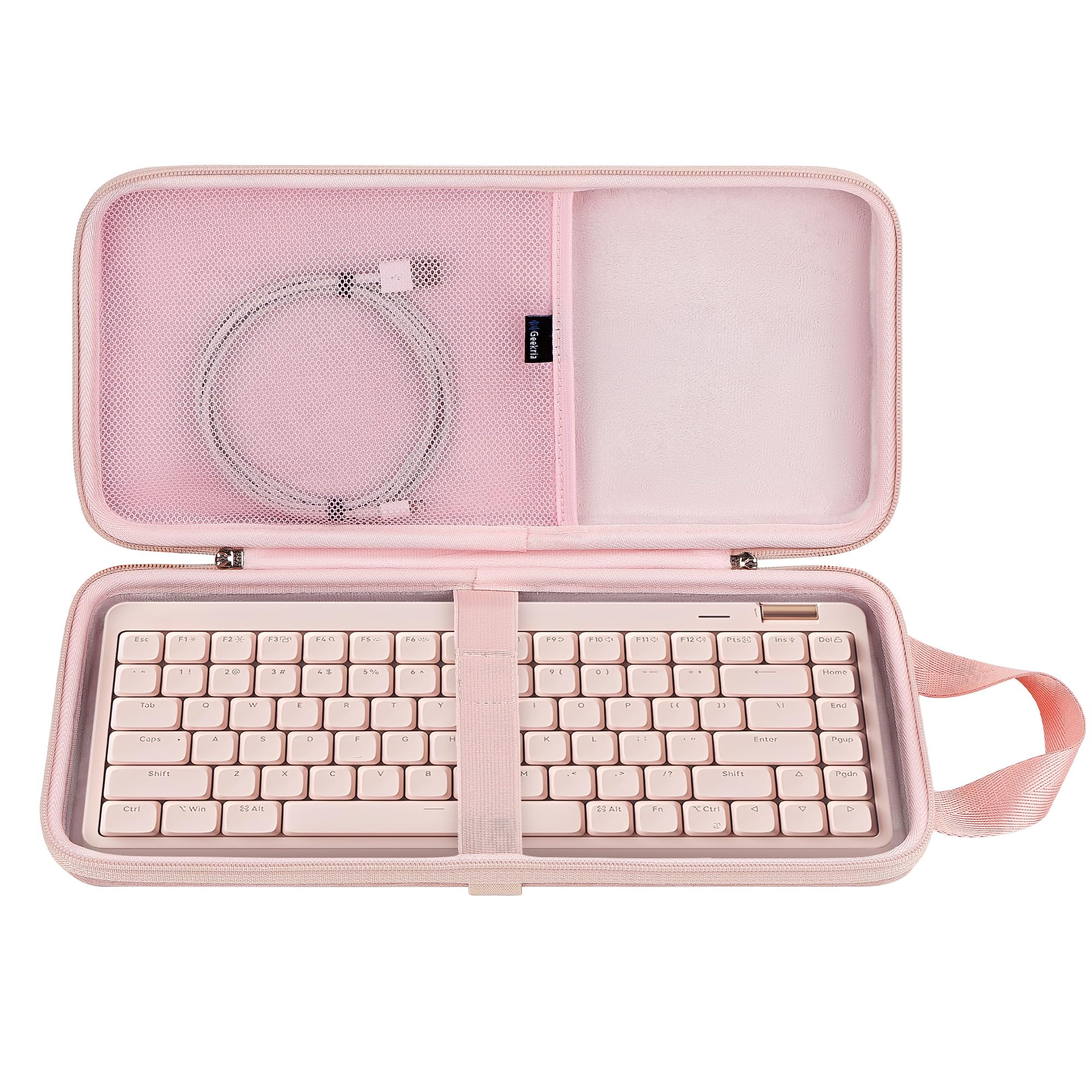 GEEKRIA Slim Tastaturhülle, kompatibel mit Nuphy Air75 V3, Logitech MX Mechanical Mini, MelGeek O2, LOFREE Flow84/Flow Lite 84, 84 Tasten Hartschalen-Reisetasche (Pink)
