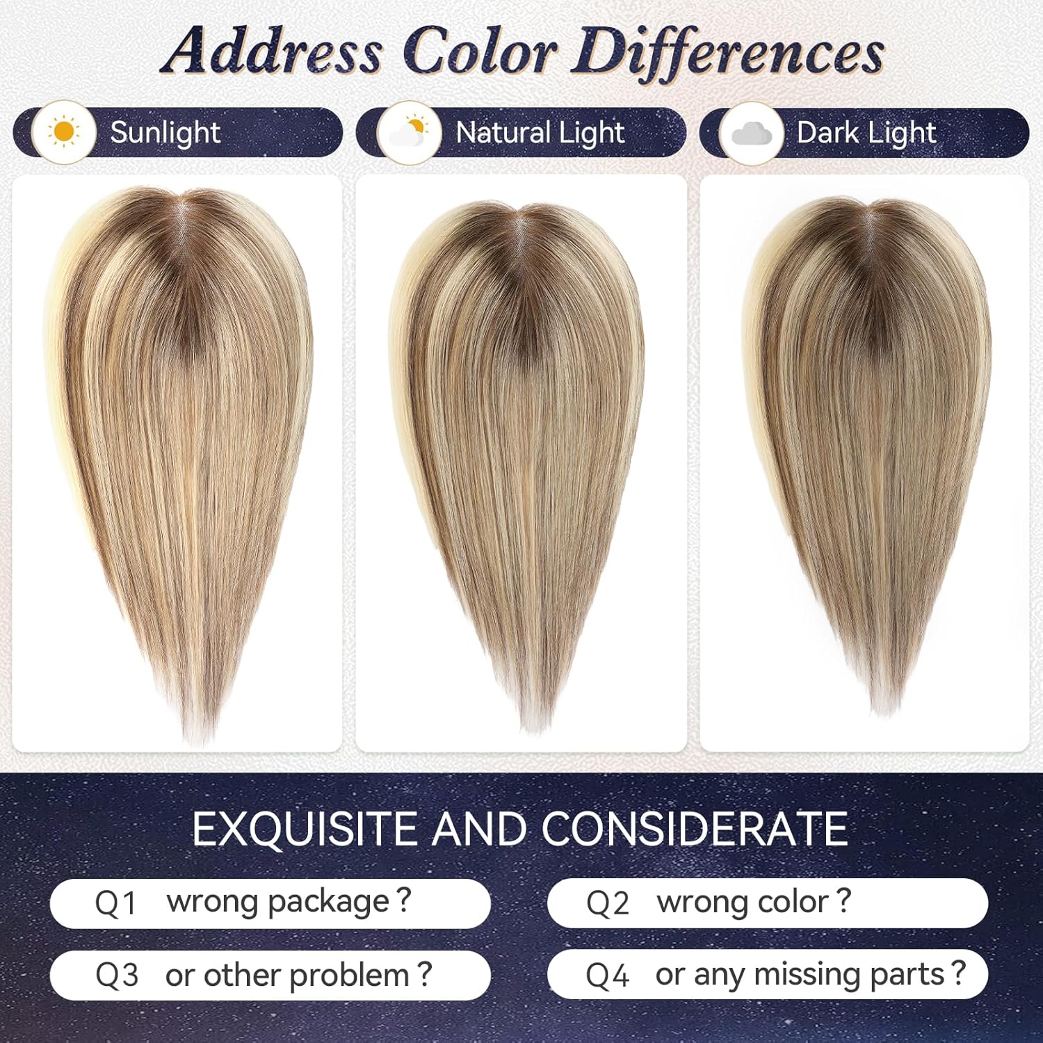 starluck Human Hair Toppers for Women Real Human Hair With Bangs,SilkHug Hand-woven Free Part 4"*4.8" Base Cover Gray Roots,Breathable (Ombre Ash Blonde)