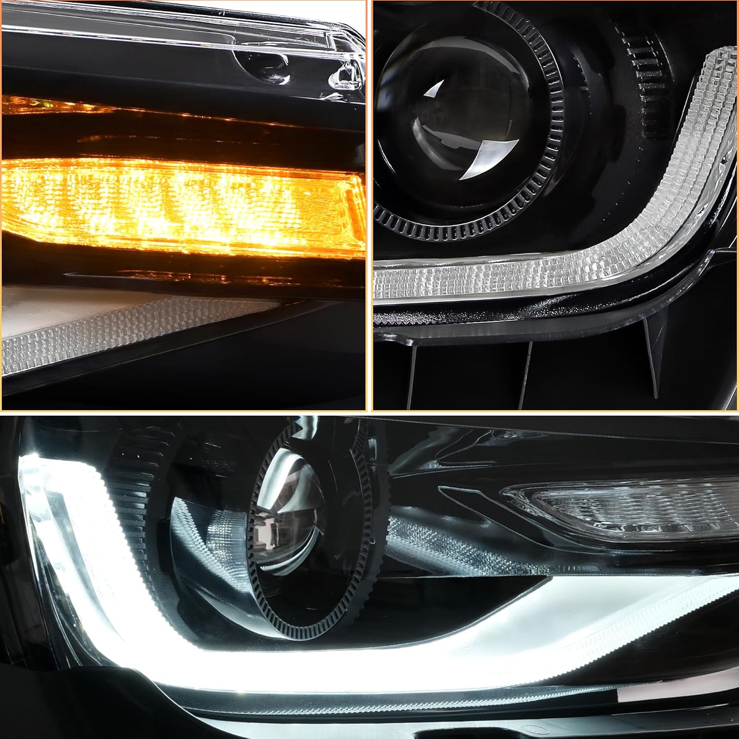 VLAND Headlights compatible with Chevrolet Chevy Camaro 5th Gen LS LT SS ZL1 Z/28 2014-2015, Headlamp Assembly with Turn Signal, 1 Pair not include bulbs