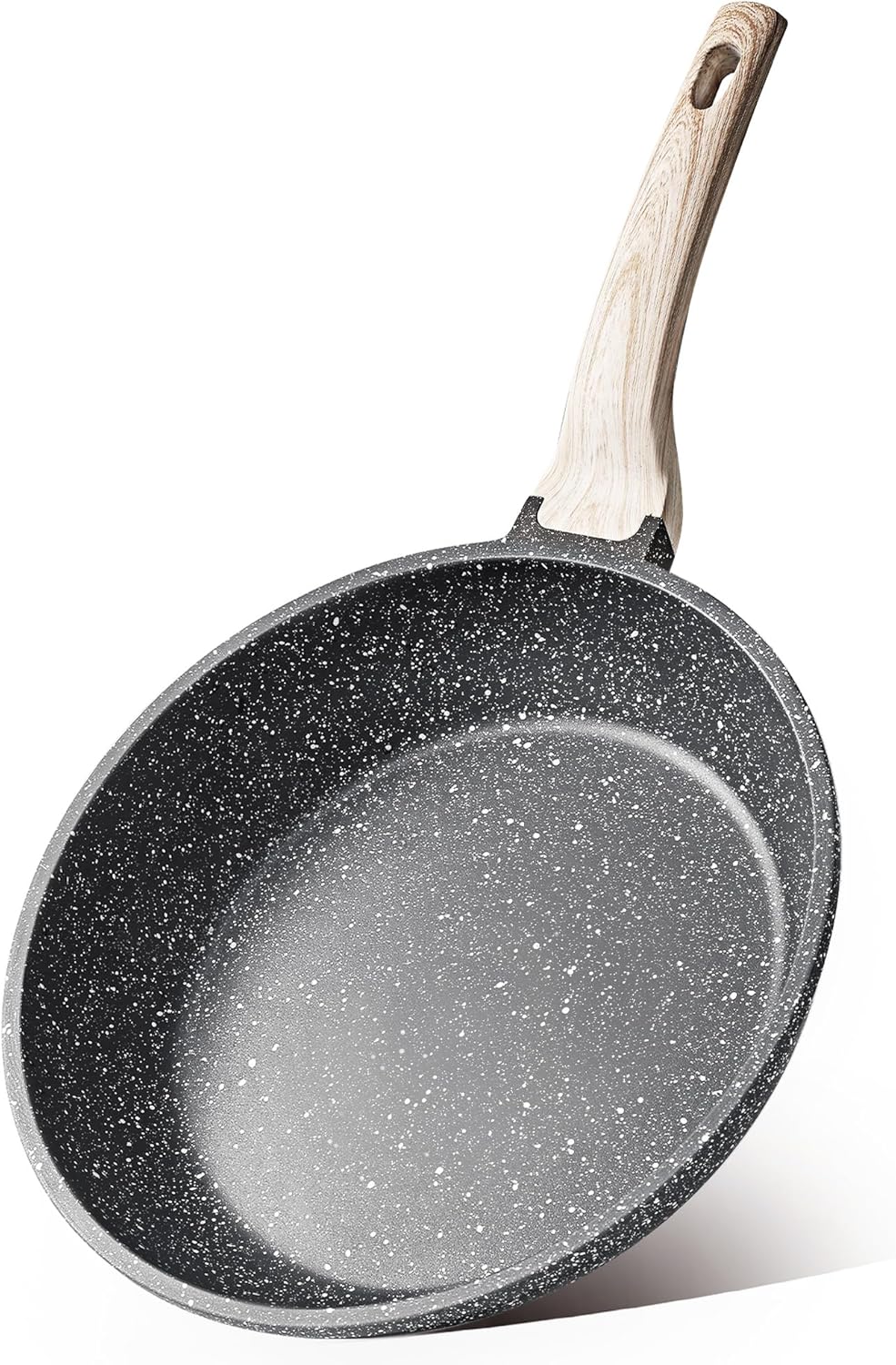 CAROTE Non Stick Frying Pan Skillet, Omelet Pan, Healthy Non Toxic Granite Chef Pan, Induction Compatible Egg Frying Pan with Heat-Resistant Handle, PFOA-Free,Black, 10" - Thumbnail 2
