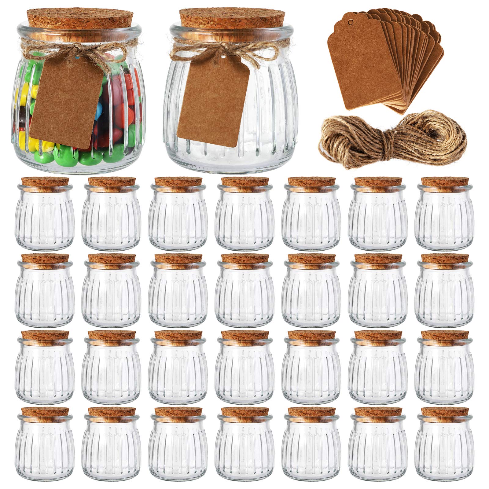 Buy Yopay 30 Pack Glass Favor Jars with Cork Lids, 7 oz Glass Mason Jar