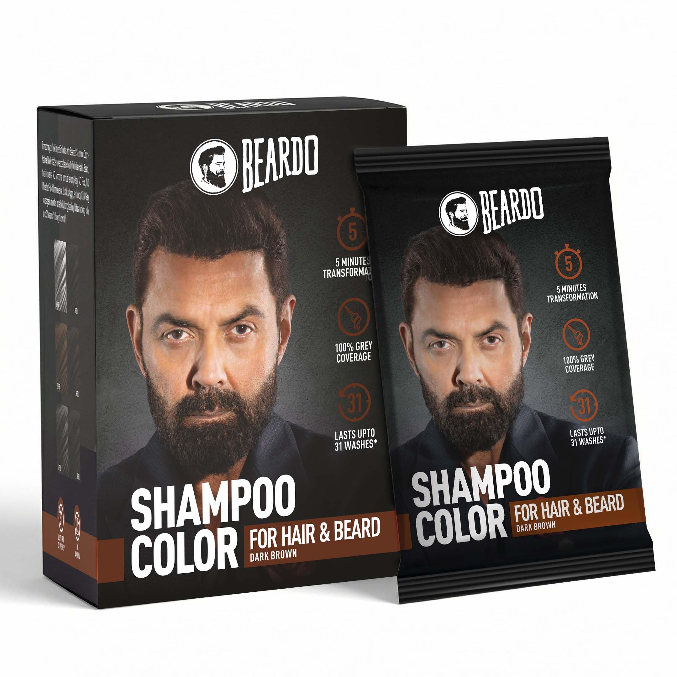 Beardo Shampoo Color for Hair and Beard Dark Brown (20ml X 5)-picture-43