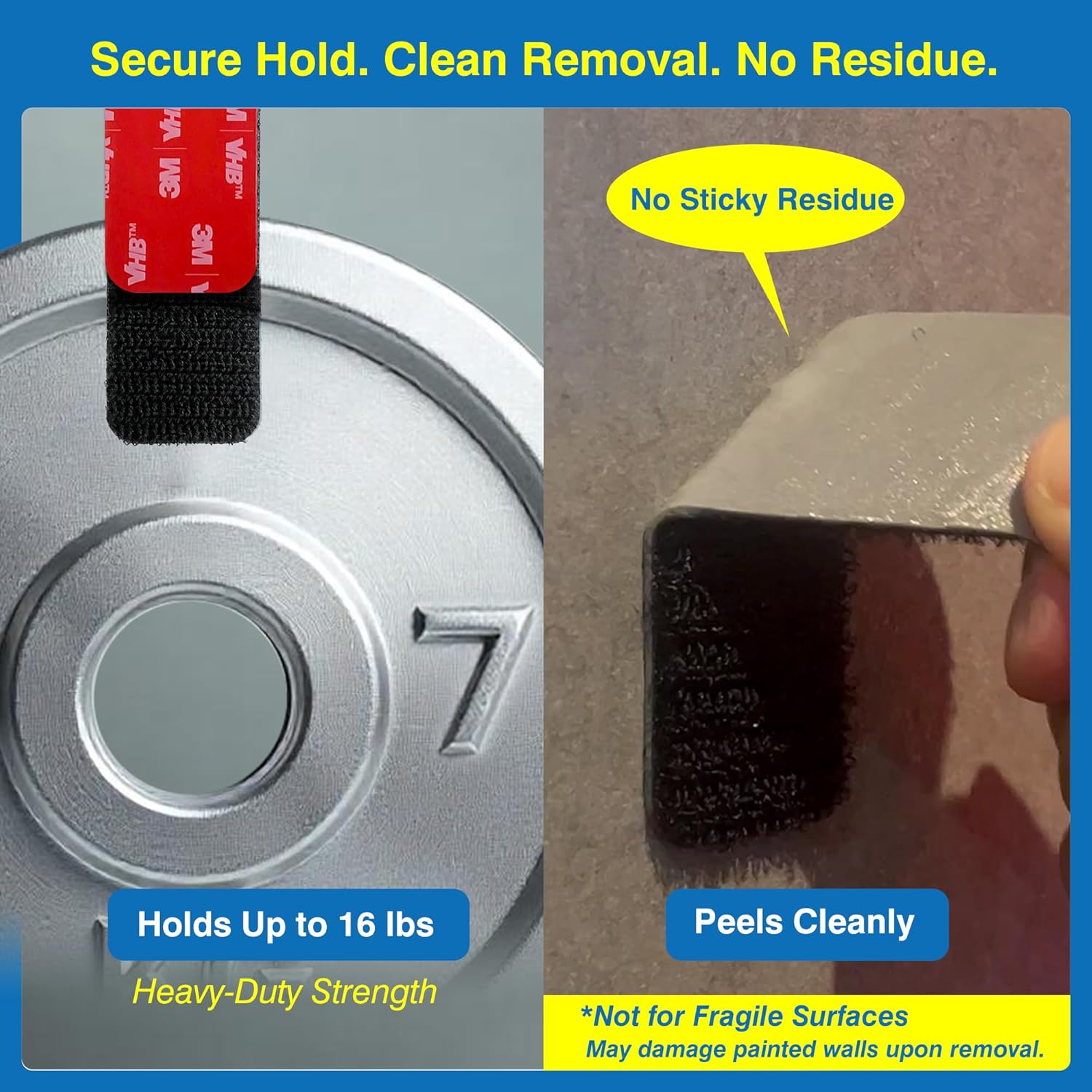 8 Sets Heavy-Duty Adhesive Hook and Loop Strips – Made with 3M VHB, 1.2" x 3.2", Heat-Resistant & Waterproof – Strong Hold for Indoor/Outdoor Use on Walls, Glass, Tile, Metal, Wood, and More - Image 3