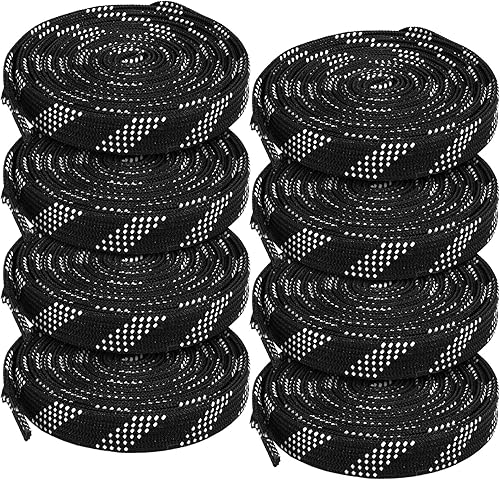 Miniatura 14 de Yingzhao 4 Pairs Waxed Hockey Skate Laces Hockey Laces Wide Ice Skate Lace Strap Ice Hockey Skate Accessories for Ice Hockey, Roller Skates, Adults