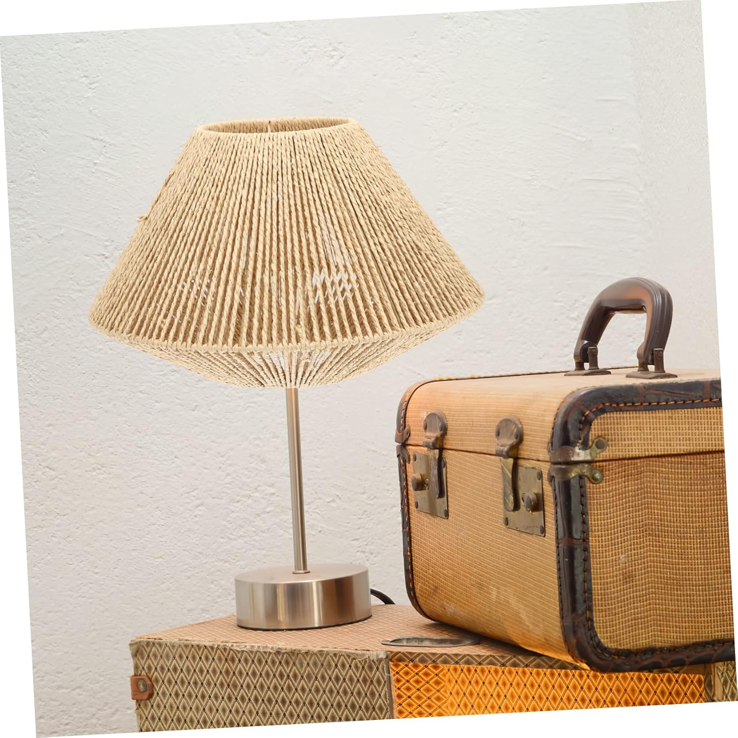 Artibetter Reversible Rattan Lampshade Replacement for Ceiling Lamp Rustic Wicker Light Cover for Bedroom
