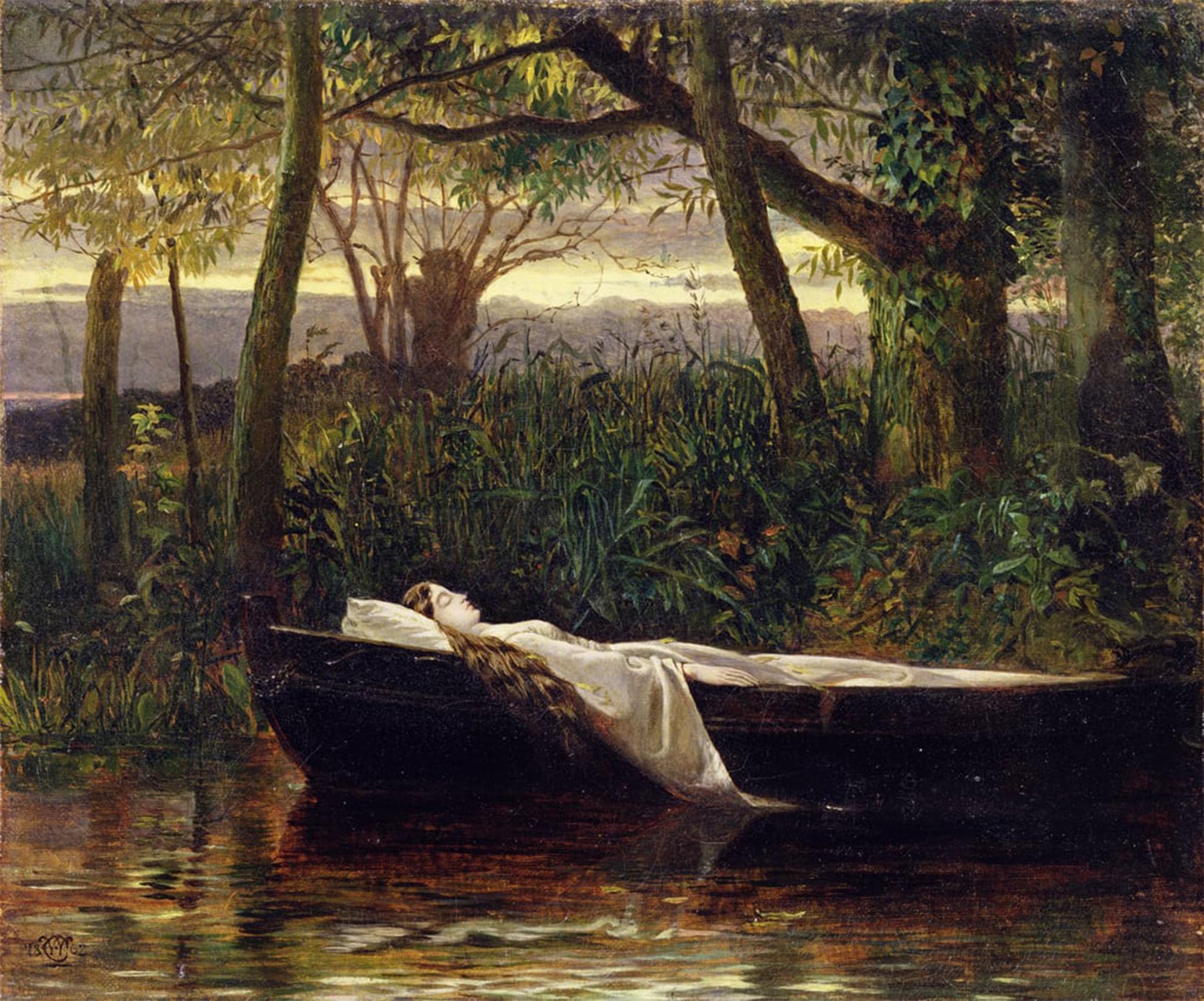 HRJUBWREE Vintage Poster Photo Wall Print Mural Artwork the Lady of Shalott by Walter Crane Art Prints Painting for Office Decor 60x90cm