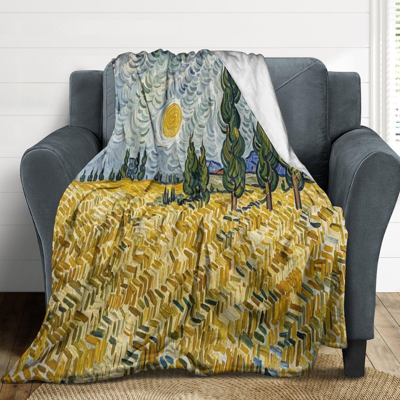 Couverture flanelle 167x228 cm douce et légère pour lit et canapé